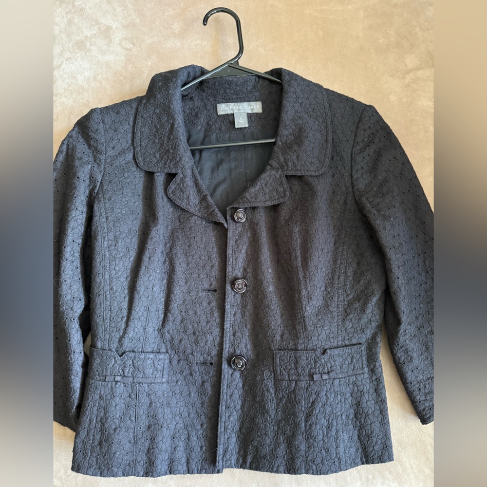 Josephine Chaus Black Textured Pea Coat